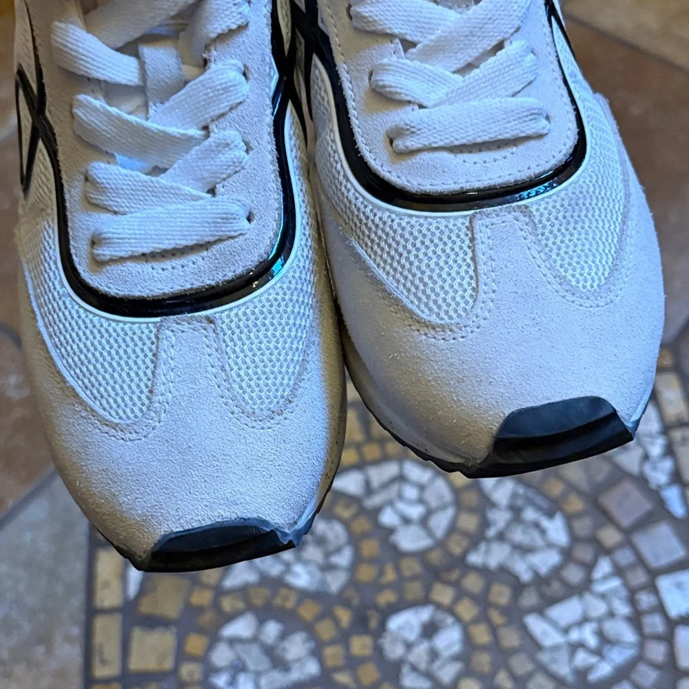 Kate Spade White Suede Sneakers with Black Logo - Picture 6 of 8